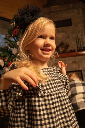 Kız Bebek Kareli Uzun Kollu Pamuklu Gömlek