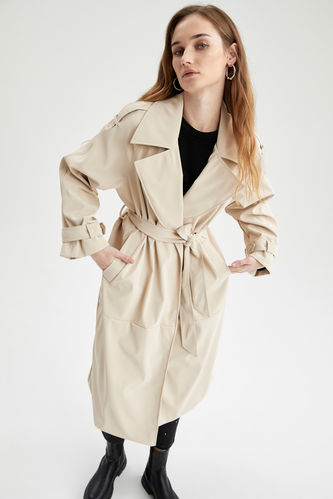 Beige Woman Relax Fit Pocket Detailed, What Is The Definition Of Trench Coat