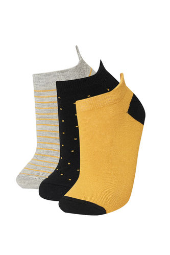 3 Pack Block Colour Printed Footie Socks