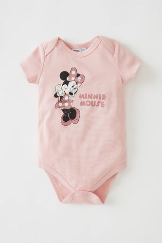 Kız Bebek Minnie Mouse Pamuklu Kısa Kollu Çıtçıtlı Body