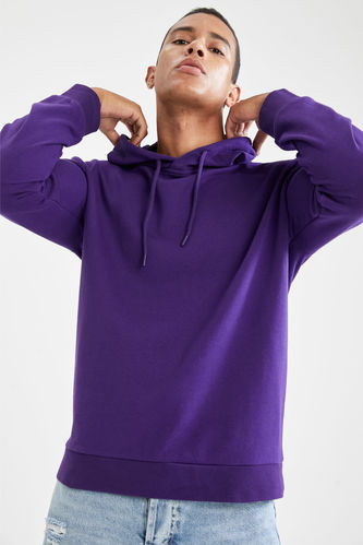 Sweat-shirt coupe classique à capuche et manches longues en coton