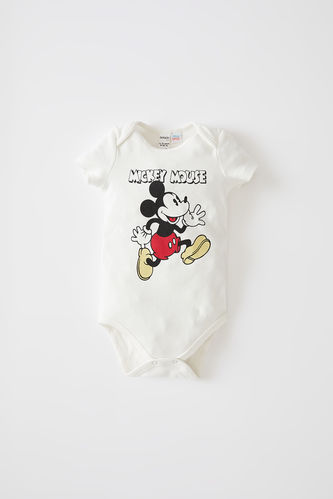 Erkek Bebek Mickey Mouse Lisanslı Pamuklu Kısa Kollu Çıtçıtlı Body