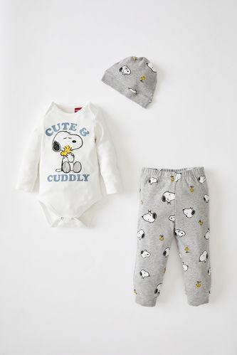 Baby Boy Snoopy Licensed Long Sleeve Newborn 3-Piece Set