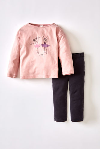 Ballet Printed Long Sleeve Crew Neck T-Shirt And Trousers Set