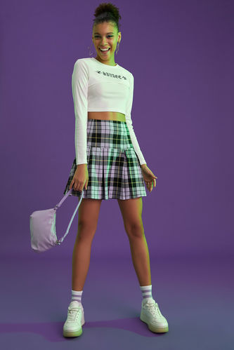 Check Patterned Woven Mini Skirt