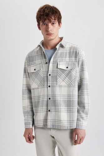 Grey MAN Relax Fit Woodcutter Plaid Long Sleeve Shirt 2993388 | DeFacto