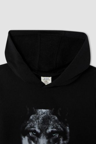 Wolf print sales hoodie