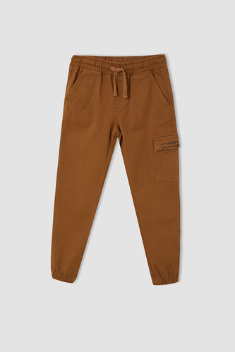 Boy Slim Fit Sweatpants with Kangaroo Pockets