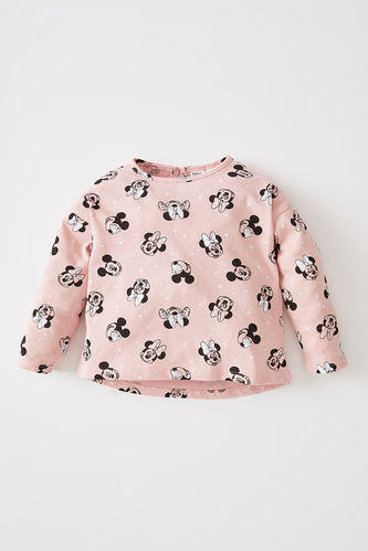 Kız Bebek Minnie Mouse Lisanslı Pamuklu Uzun Kollu Tişört