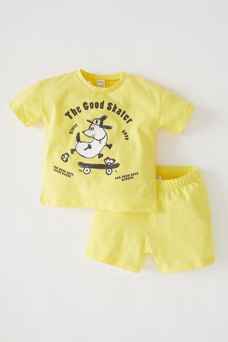 Ensemble t-shirt et short en coton imprimé à manches courtes pour bébé garçon