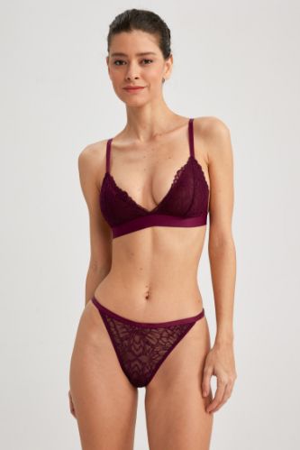 Purple WOMAN Fall In Love Lace Uncovered Bra 2723803