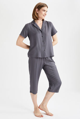 Bas de pyjama capri coupe décontractée à taille élastique