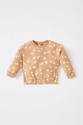 Kız Bebek Regular Fit  Yıldız Desenli Organik Pamuklu Sweatshirt