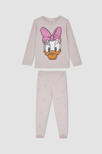 Kız Çocuk Daisy Duck Lisanslı Regular Fit Uzun Kollu Pijama Takım