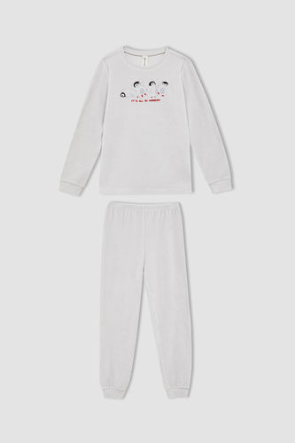 Kız Çocuk Regular Fit Penguen Nakışlı 2'li Pijama Takım