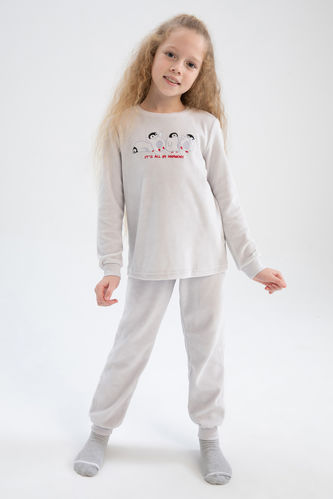 Kız Çocuk Penguen Nakışlı 2'li Pijama Takım