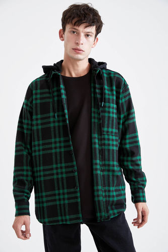 Oversize Fit Long Sleeve Hooded Shirt