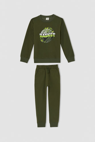 Boy Long Sleeve Printed Sweatshirt & Sweatpants Set