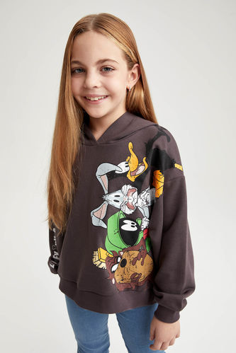 Kız Çocuk Looney Tunes Regular Fit Kapüşonlu Sweatshirt