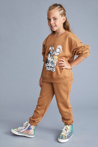 Girl Looney Tunes License Long Sleeve Sweat Shirt And Jogger Bottom