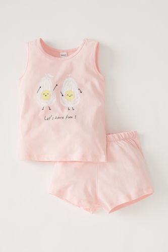 Kız Bebek Avokado Baskılı Kolsuz Pamuklu Pijama Takımı