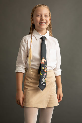 Kız Çocuk Beyaz Oversize Fit Uzun Kollu Okul Gömleği