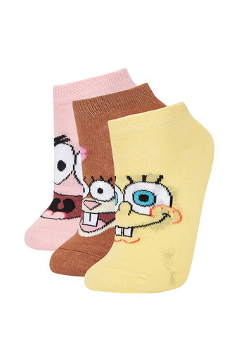 Kadın SpongeBob Lisanslı Pamuklu 3'lü Çorap