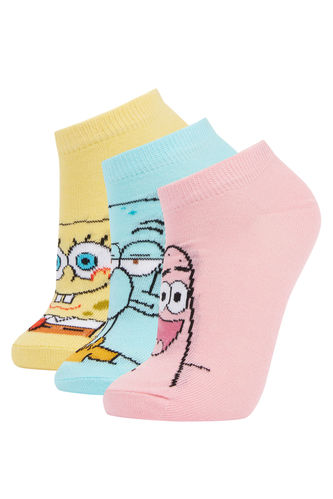Kadın SpongeBob Lisanslı Pamuk 3'lü Patik Çorap