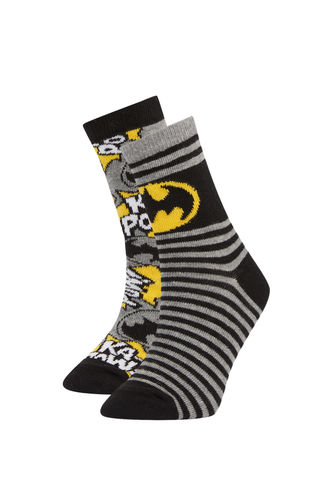 Erkek Çocuk Batman Lisanslı Pamuklu 2'li Uzun Çorap