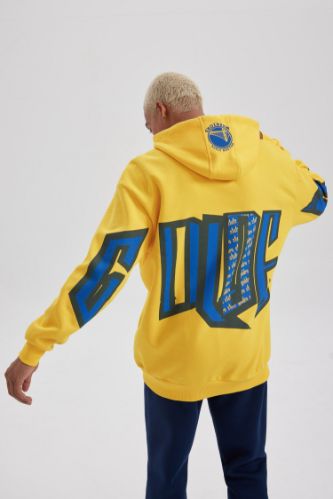 Sar Erkek DeFactoFit NBA Golden State Warriors Oversize Fit Kapu onlu Kal n Sweatshirt Kuma Sweatshirt 2657309 DeFacto