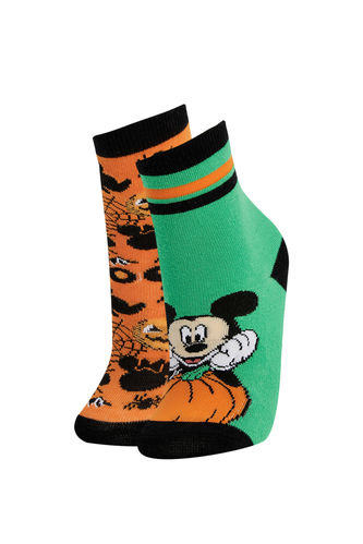 Kız Çocuk Disney Mickey & Minnie Lisanslı Pamuklu 2'li Uzun Çorap