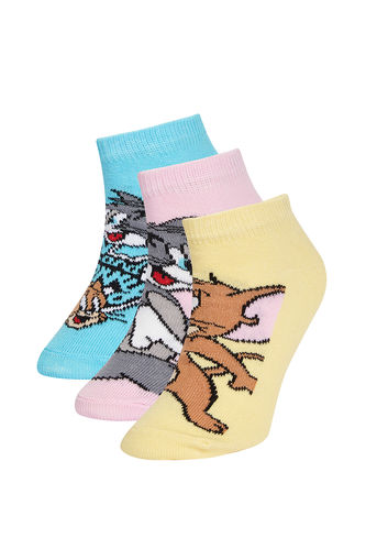 Kız Çocuk Tom ve Jerry 3'lü Patik Çorap