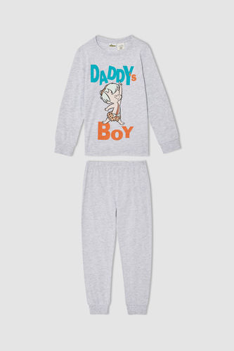 Boy Long Sleeve Printed Knitted Pyjamas Set