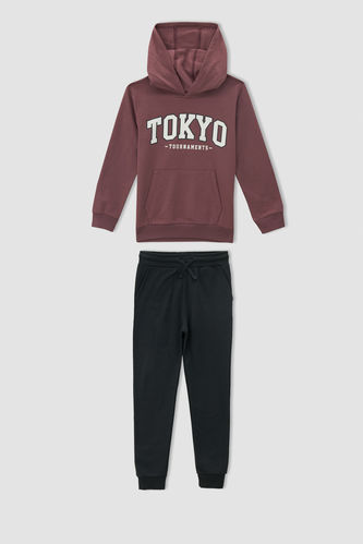 Boy Tokyo Print Hoodie & Shirred Sweatpants Set