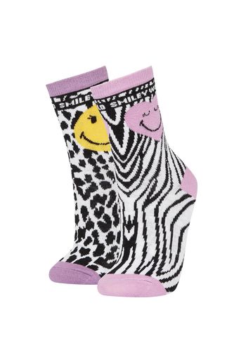 Kadın SmileyWorld Lisanslı Pamuklu 2'li Uzun Çorap