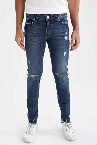 Pantalon en jean super skinny taille normale à jambe étroite et déchiré