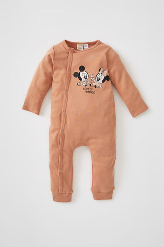 Kız Bebek Disney Mickey & Minnie Lisanslı Yeni Doğan Uzun Kollu Pamuklu Çıtçıtlı Tulum