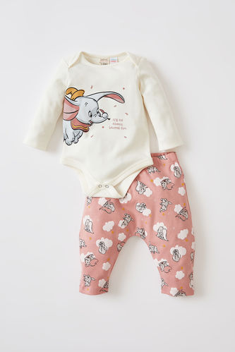Kız Bebek Dumbo Lisanslı Uzun Kollu Pamuklu Yeni Doğan 2'li Takım