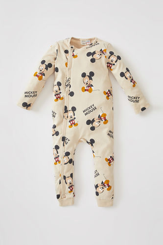 Erkek Bebek Mickey Mouse Lisanslı Uzun Kollu Yeni Doğan Çıtçıtlı Pamuklu Tulum