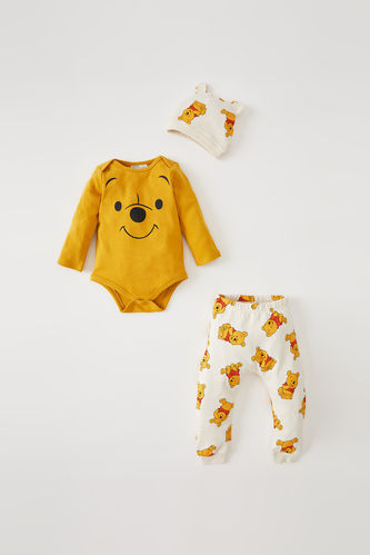 Erkek Bebek Winnie The Pooh Lisanslı Uzun Kollu Yeni Doğan Pamuklu 3'lü Takım