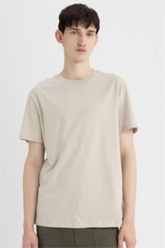 رجال اللون الحجري New Regular Fit Short Sleeve T-Shirt