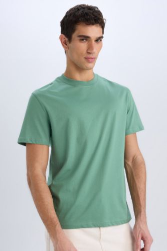 %100 Pamuk New Regular Fit Bisiklet Yaka Basic Düz Kısa Kollu Tişört