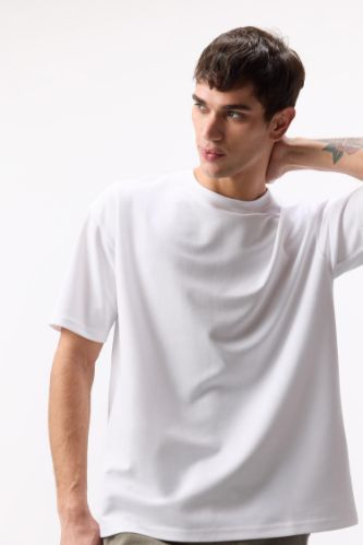 %100 Pamuk New Regular Fit Bisiklet Yaka Basic Düz Kısa Kollu Tişört