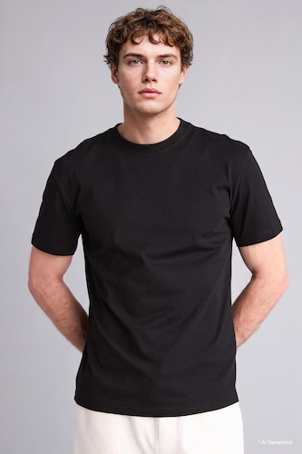 Erkek Siyah %100 Pamuk NEW REGULAR FIT Basic Tişört