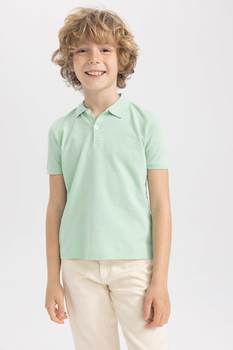 Boy's Basic Polo Neck Short Sleeved T-Shirt