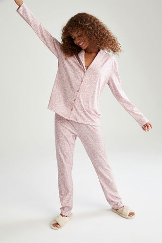 Fall In Love Regular Fit Ceket Yaka Uzun Kollu Pijama Takımı