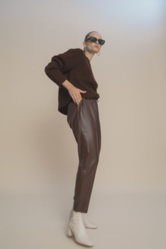 Jogger Pocket Faux Leather Trousers
