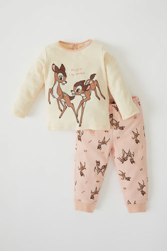 Kız Bebek Bambi Lisanslı Uzun Kollu Pamuklu Pijama Takım