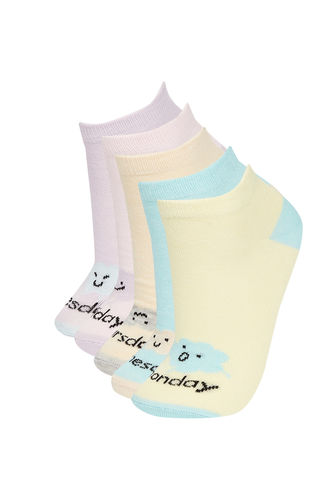 5 Pack Text Print Footie Socks
