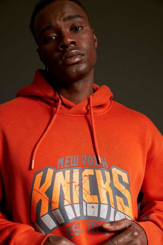 NBA New York Knicks Lisanslı Oversize Fit Kapüşonlu Sweatshirt